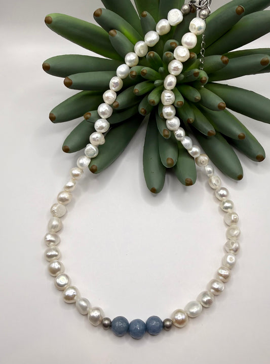 Freshwater Pearl & Denim Blue Necklace