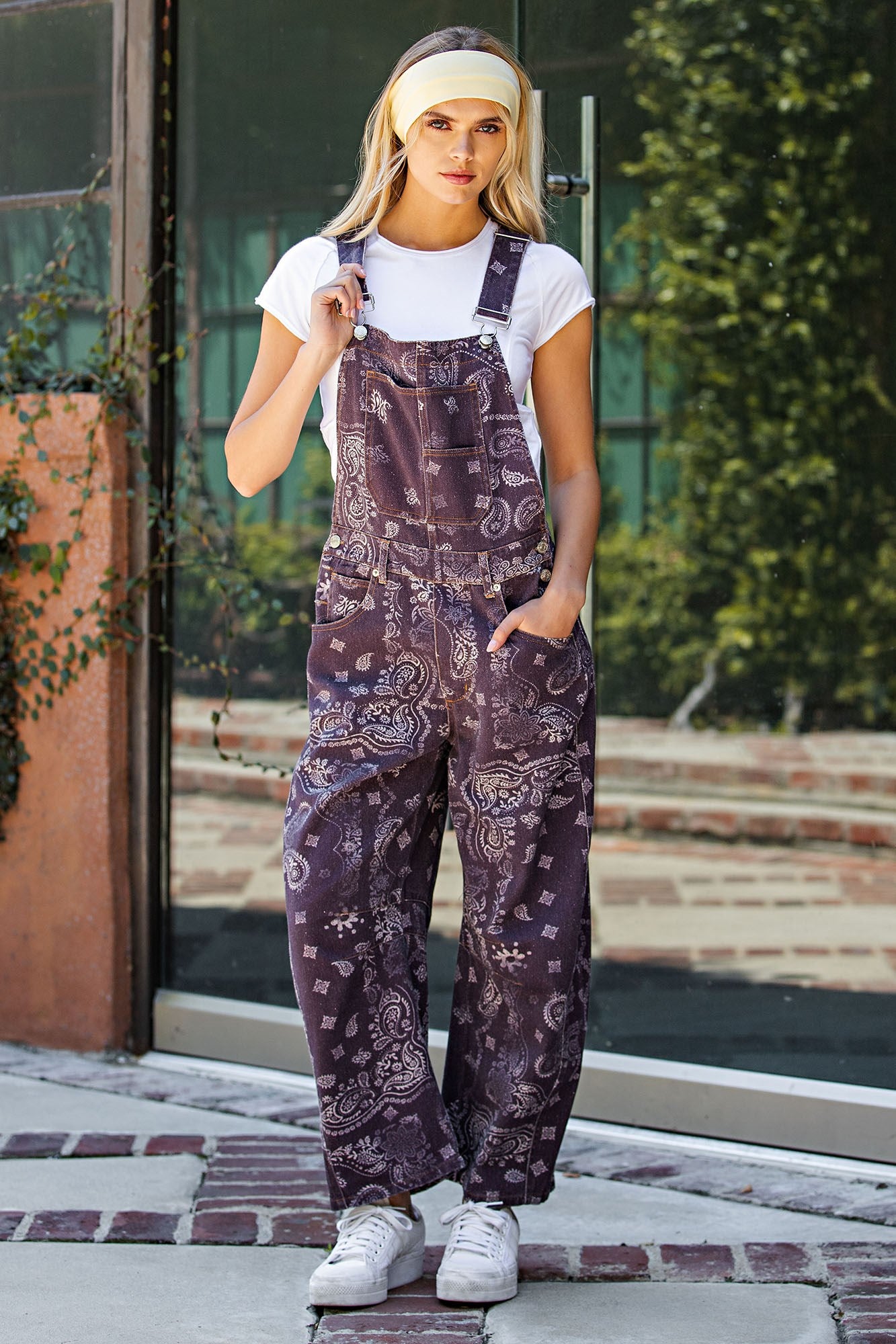 Mineral Washed Paisley Printed Jumpsuit