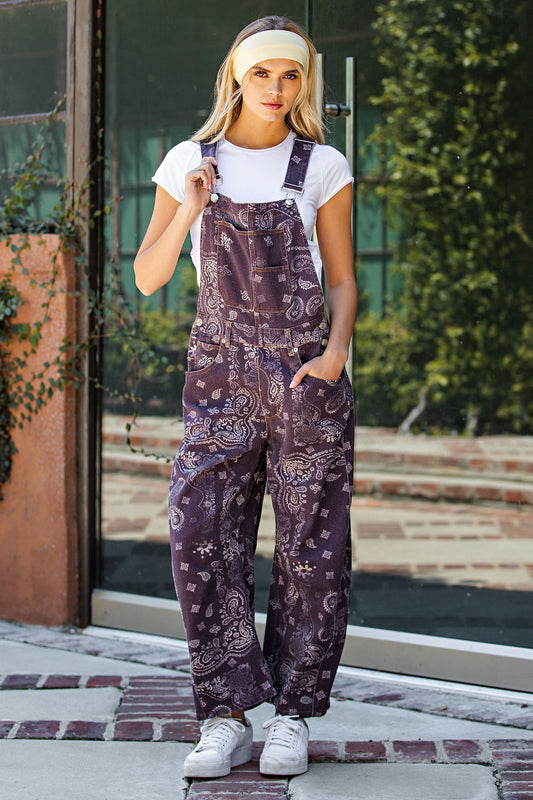 Mineral Washed Paisley Printed Jumpsuit