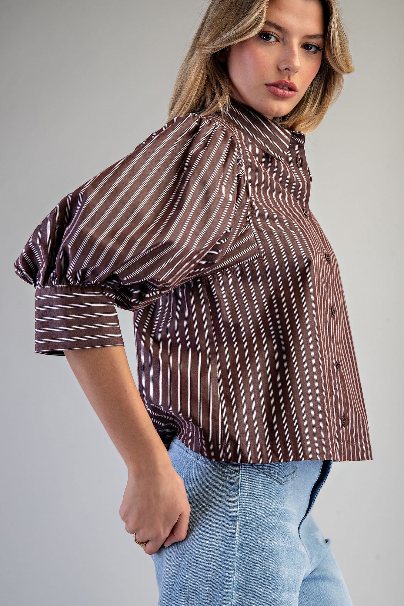 Striped Button Down Blouse