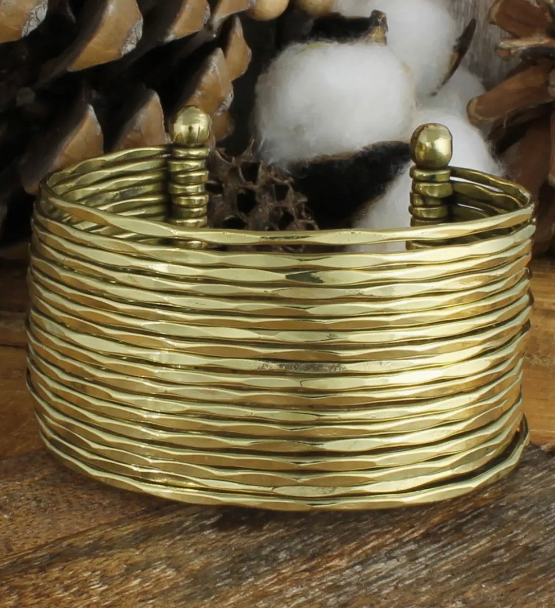 Gold Hammered Multi Layered Bracelet