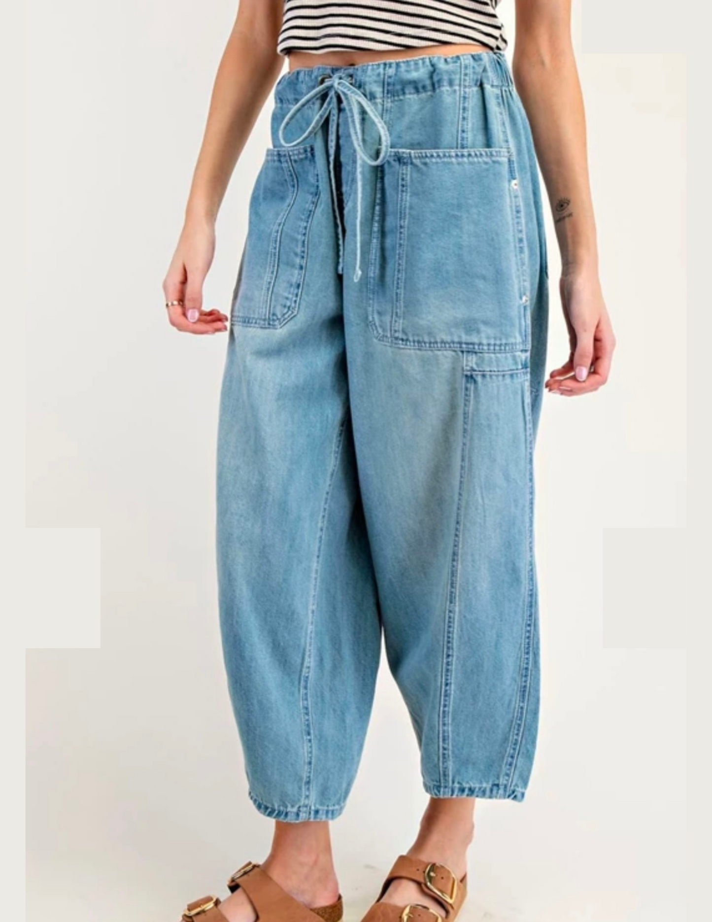 Wide Leg Crop Denim Pants