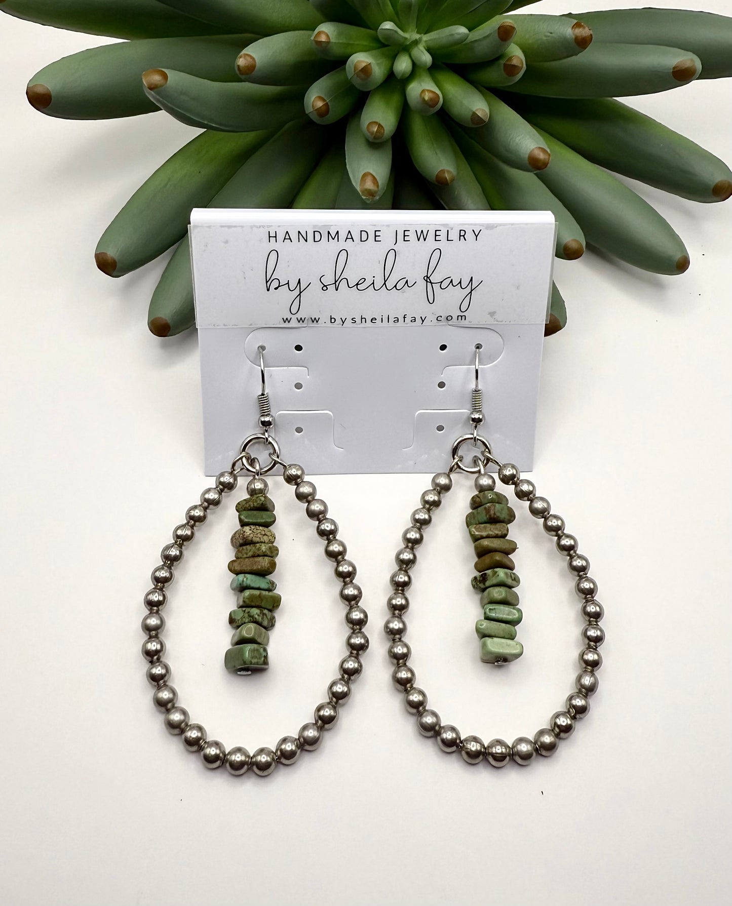 Green Turquoise Chip Earrings
