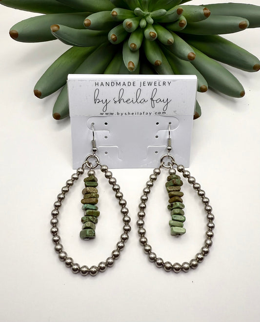 Green Turquoise Chip Earrings