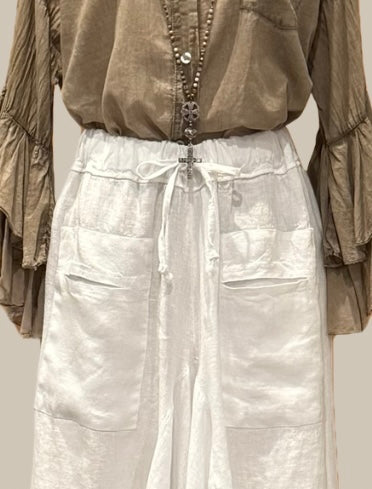 Cropped Linen Loose-Fit Pant