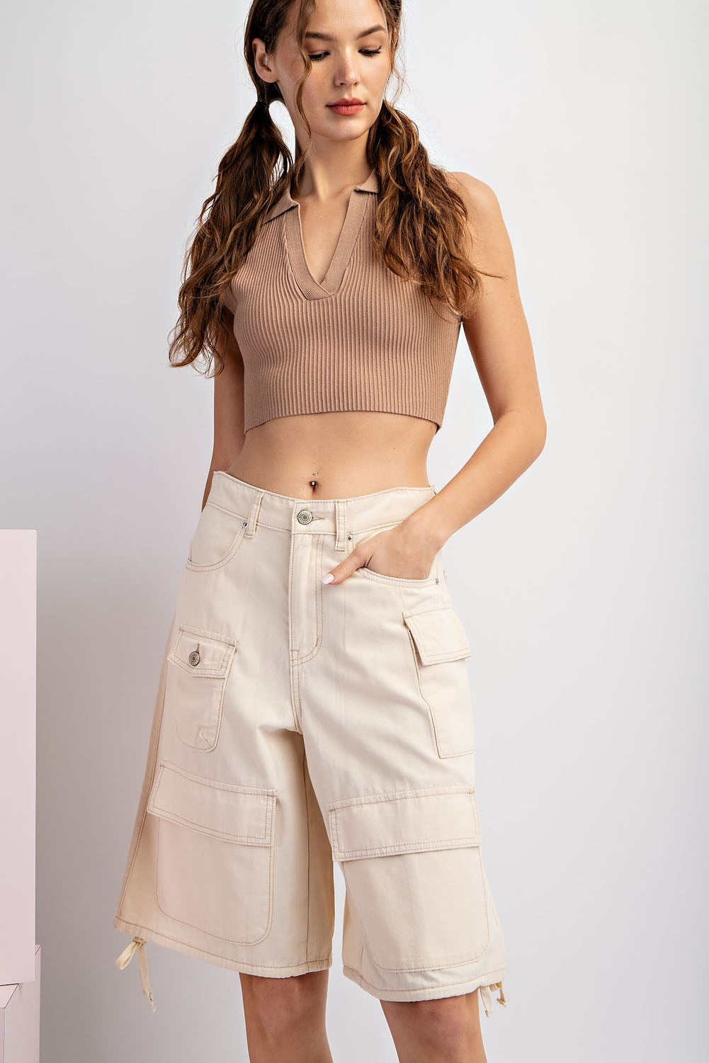 Flap Pocket Cargo Jort Shorts