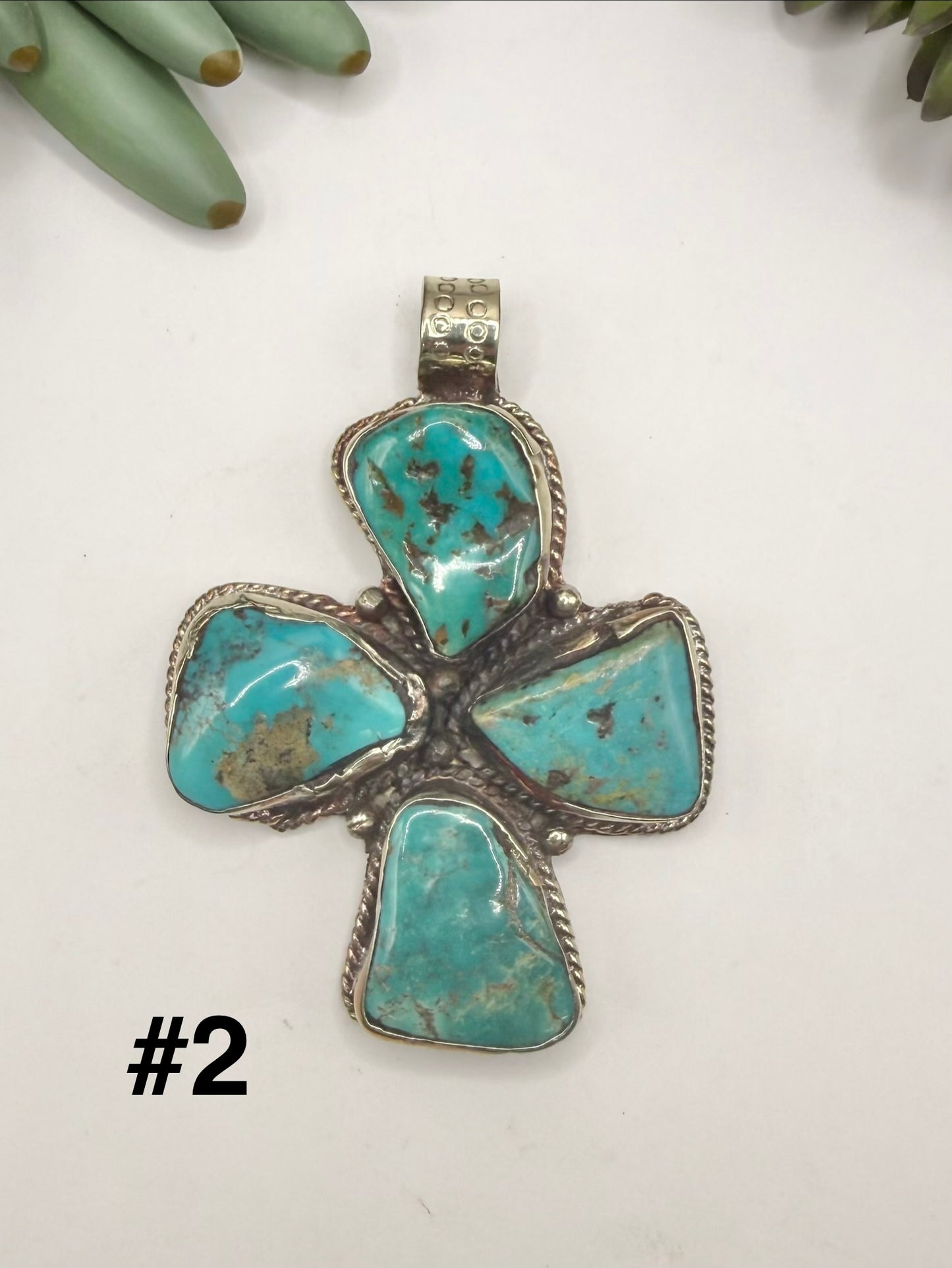 Bold Cross Turquoise Pendant