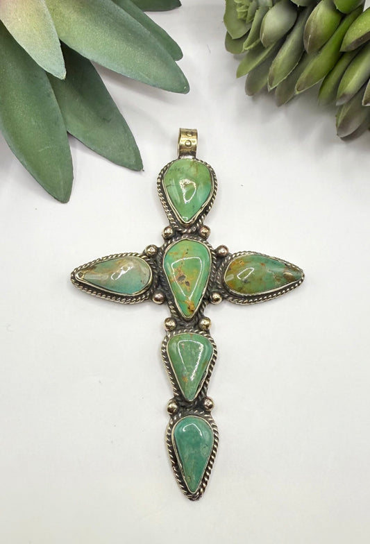 Bold Turquoise Nugget Cross Pendant