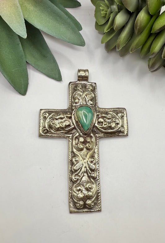 Intricate Silver & Turquoise Pendant