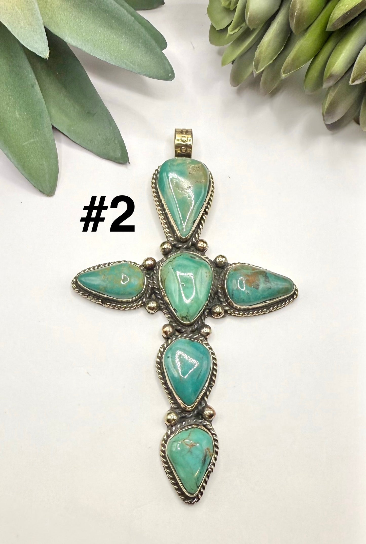Bold Turquoise Nugget Cross Pendant