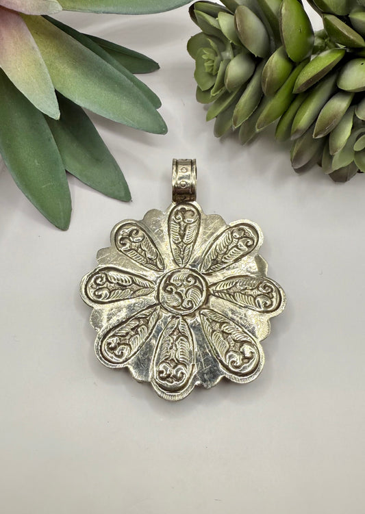 X-Large Turquoise Flower Pendant