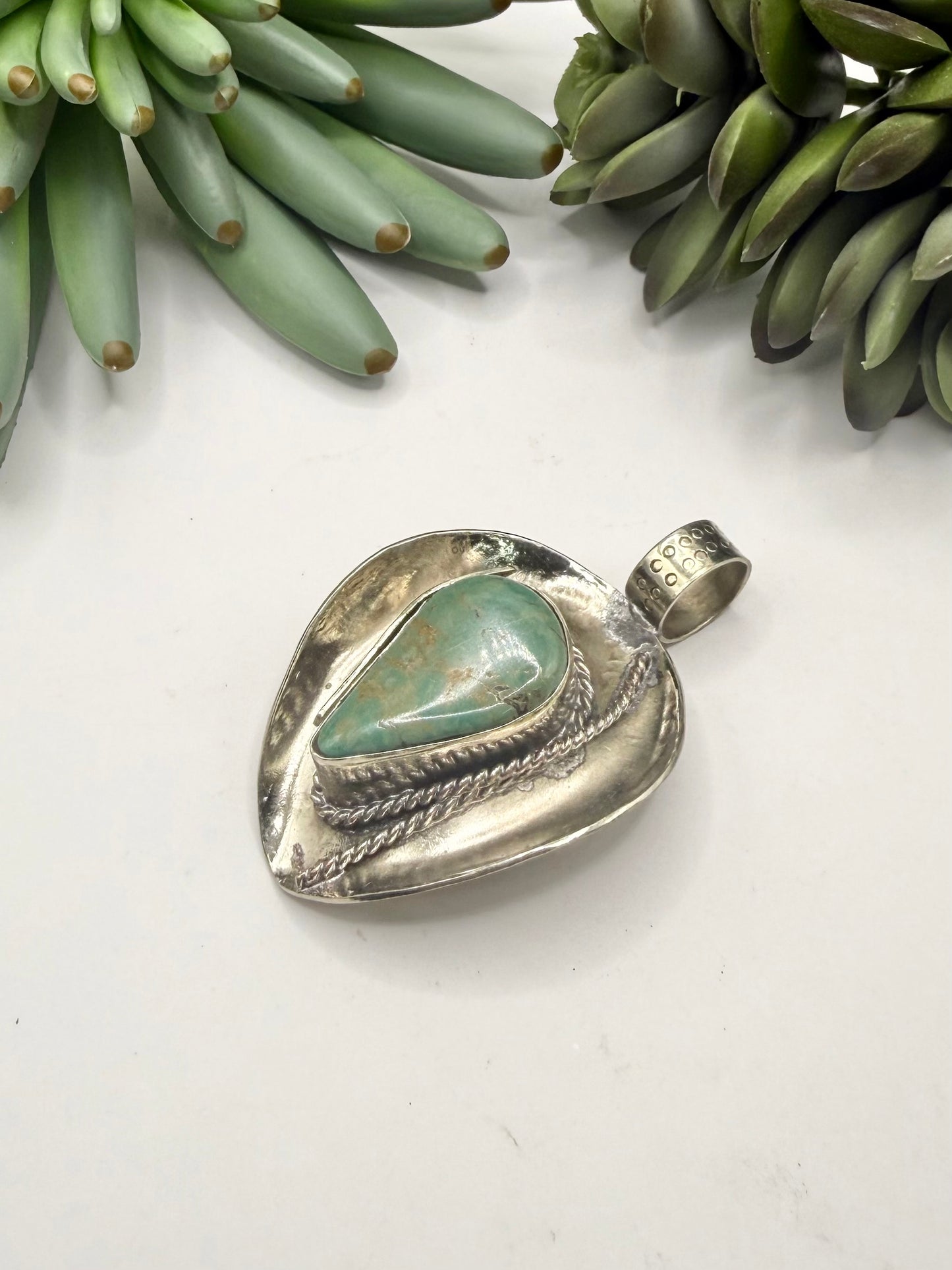 Western Hat Turquoise Pendant