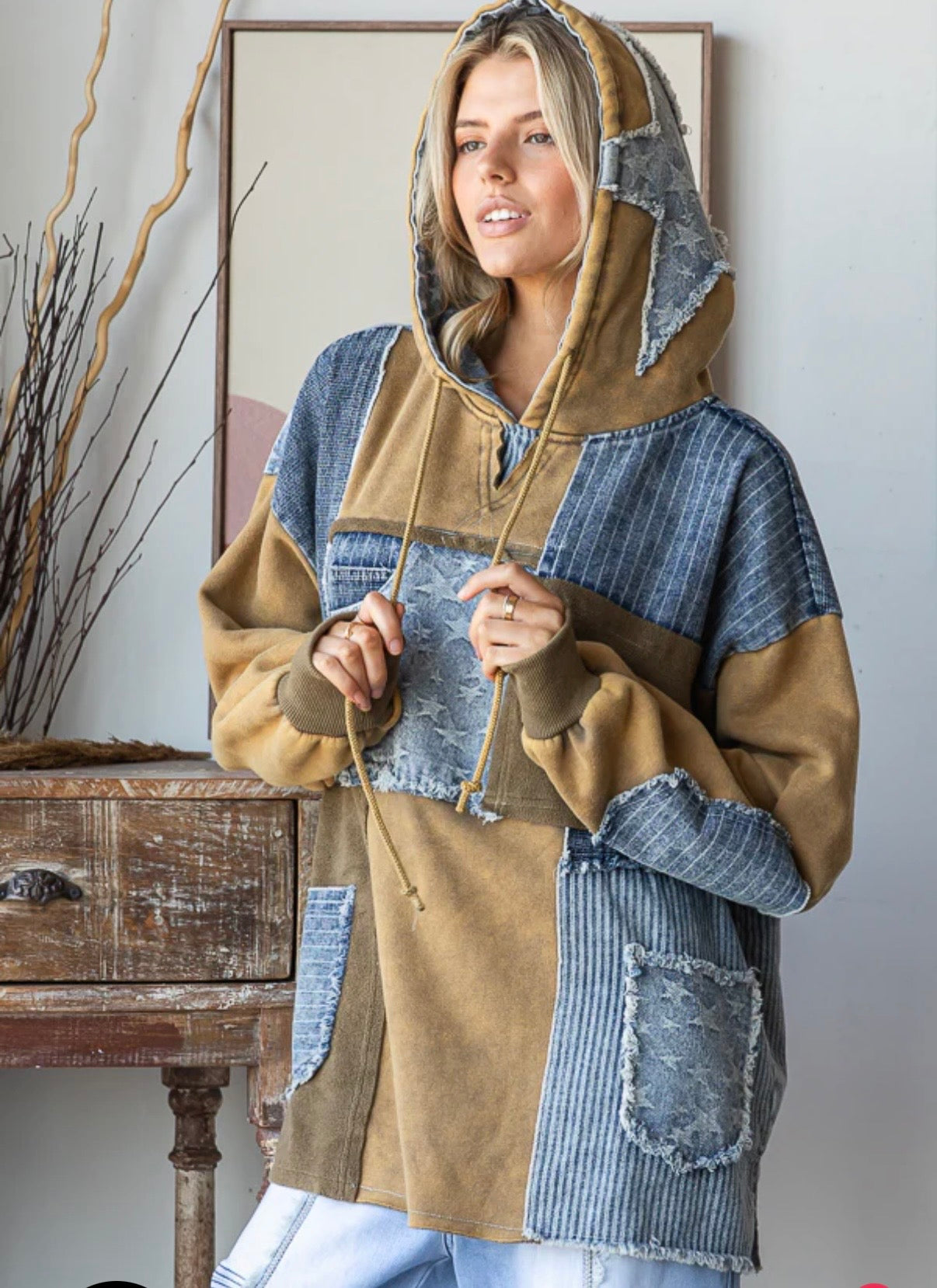 Patchwork Denim Pullover