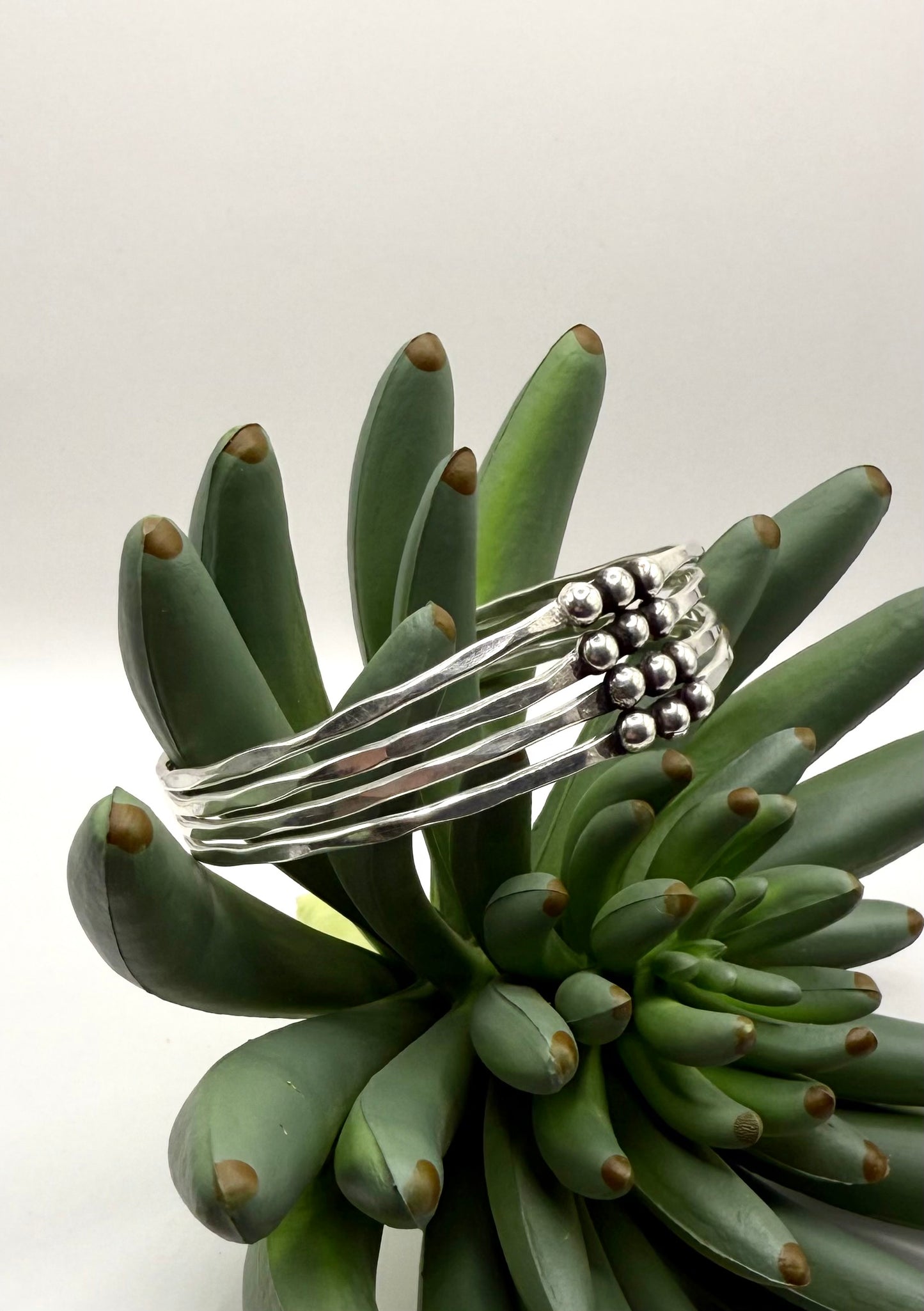 Silver Hammered Dotted Cuff Bracelet