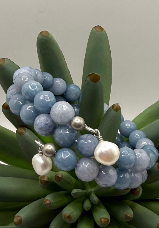 Denim & Pearl Spiral Bracelet