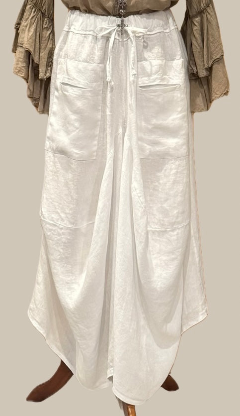 Cropped Linen Loose-Fit Pant