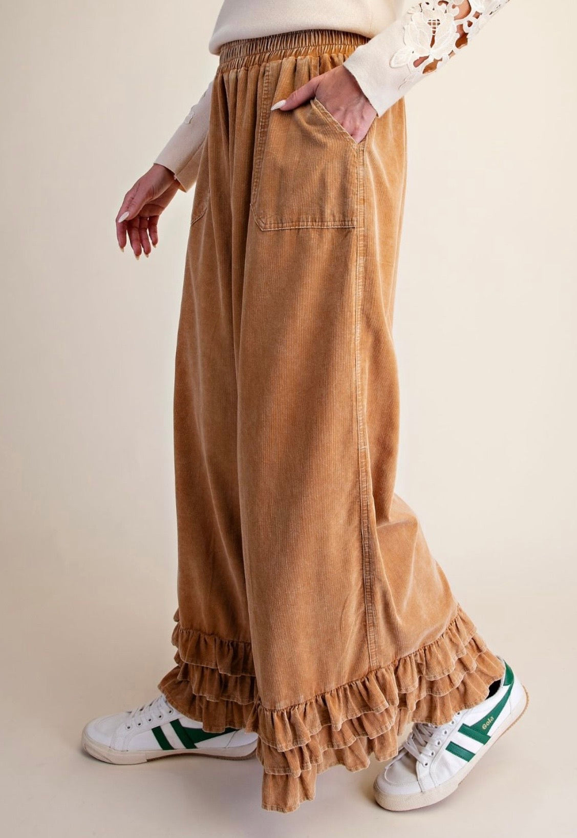 Ruffle Bottom Washed Baby Corduroy Pants