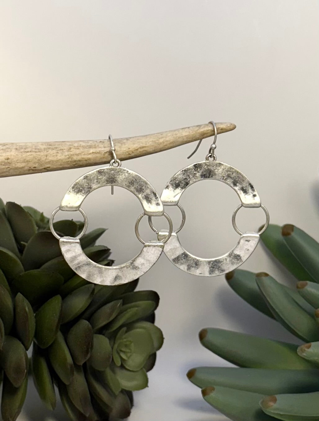 Silver Hoop Linked Earrings