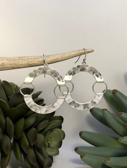 Silver Hoop Linked Earrings