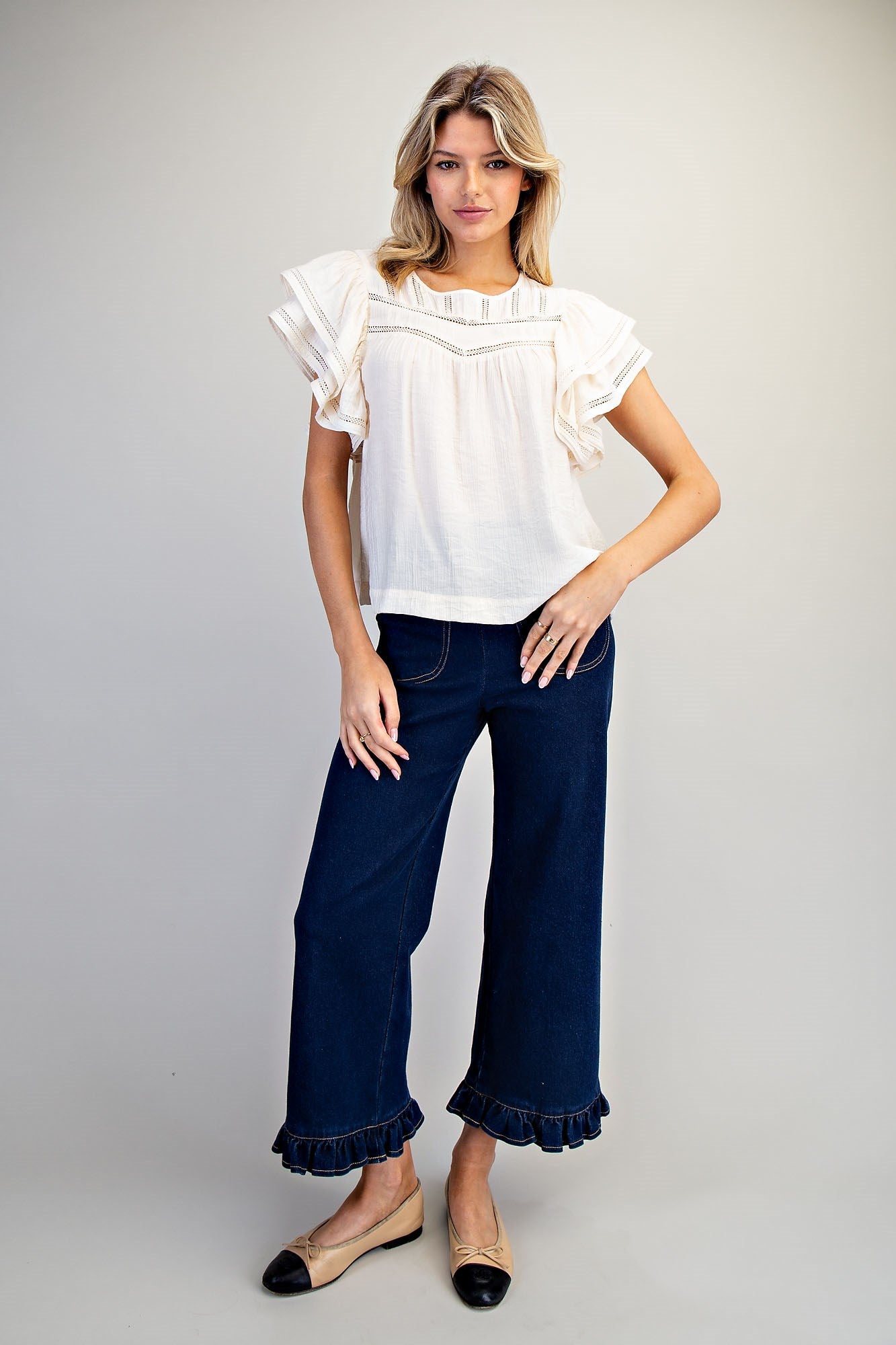 Layered Ruffle Sleeve Top