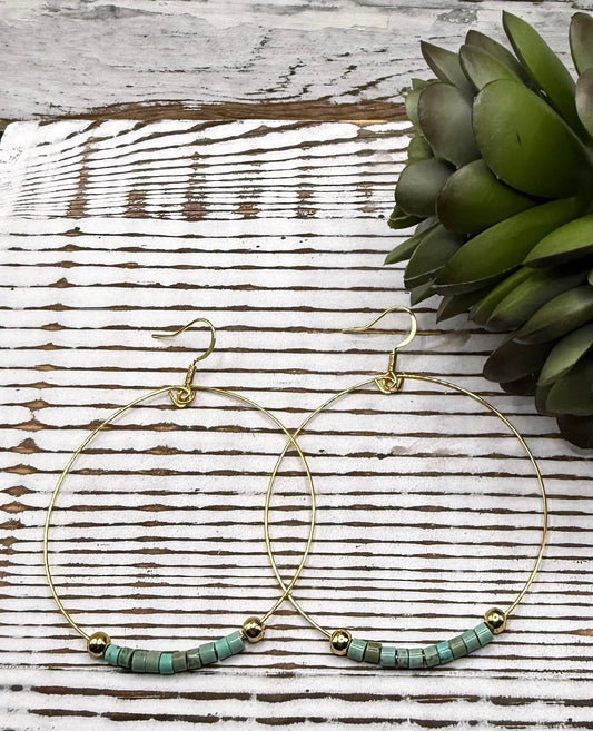 Delicate Gold & Heishi Bead Hoop Earrings