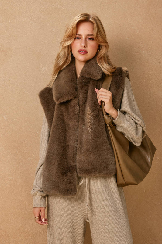 Wind Whispers Faux Fur Collared Vest