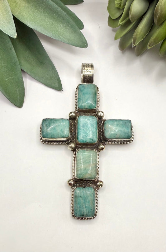 Large Amazonite Cross Pendant