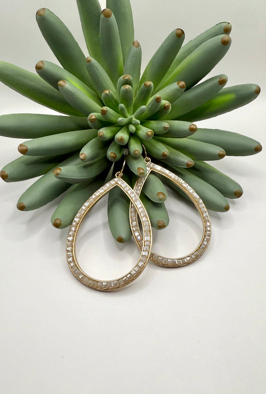 Crystal Teardrop Hoop Earrings - 3 Colors