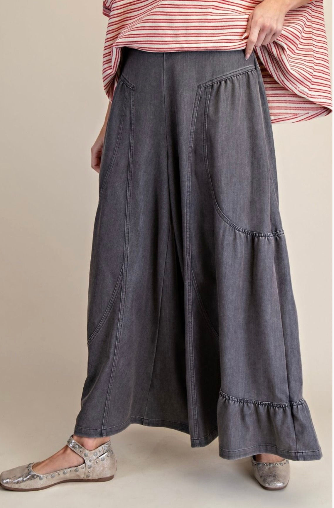 Black Denim Palazzo Pant