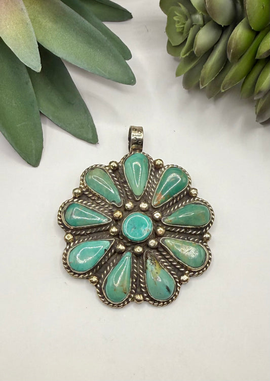 Genuine Turquoise Flower pendant