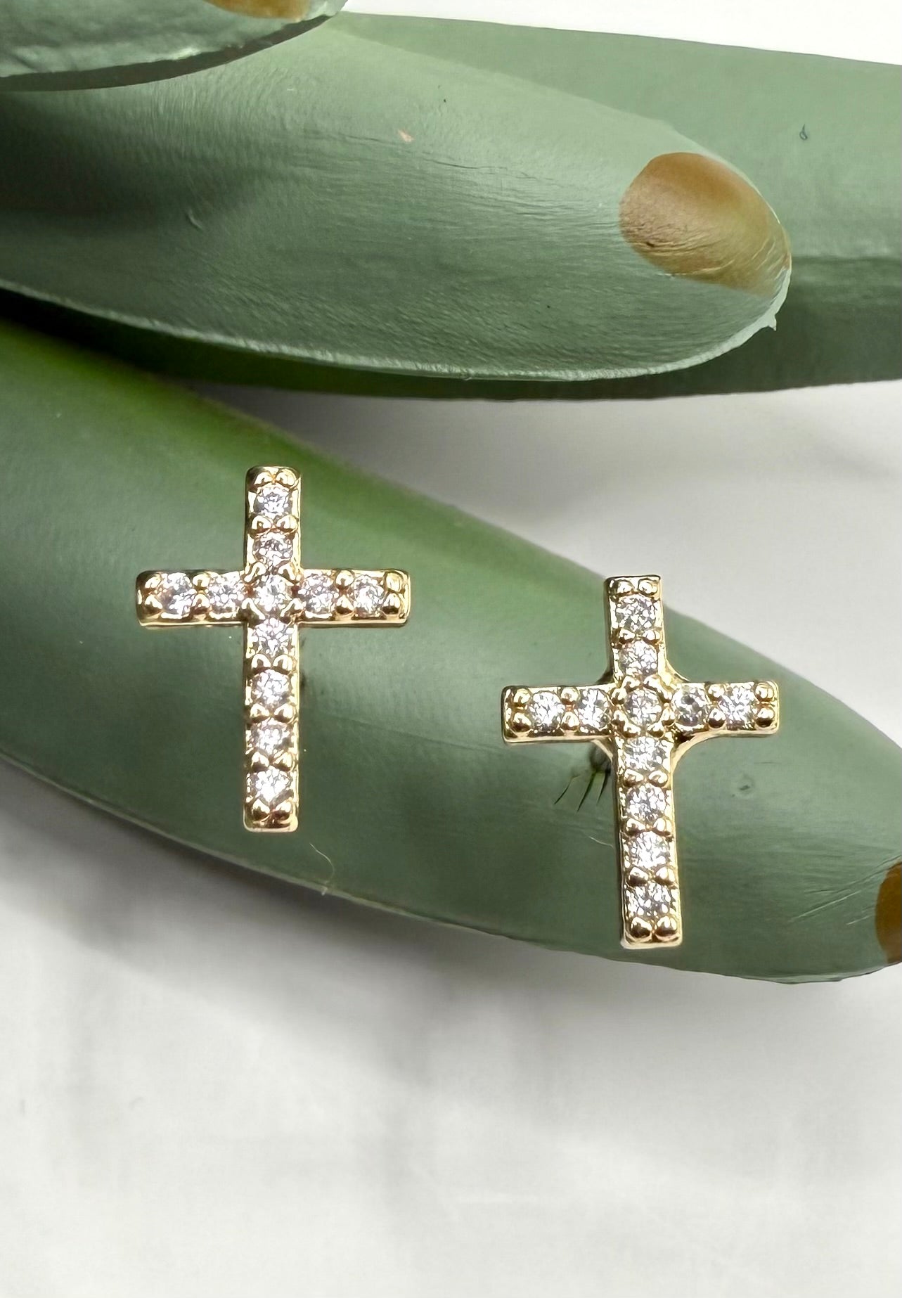 Dainty Gold & Crystal Stud Earrings