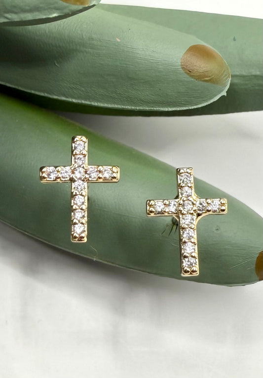 Dainty Gold & Crystal Stud Earrings