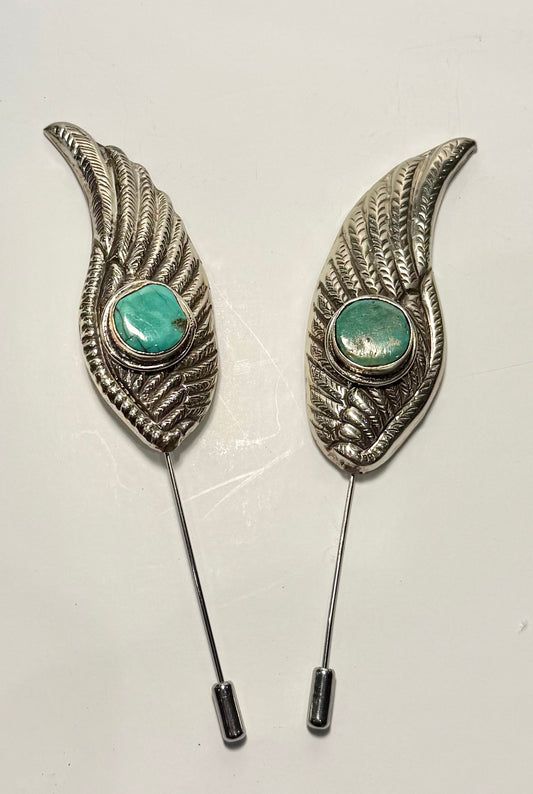 Turquoise Silver Wing Hatpin