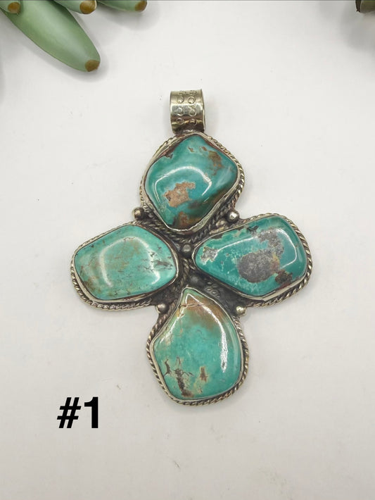 Bold Cross Turquoise Pendant