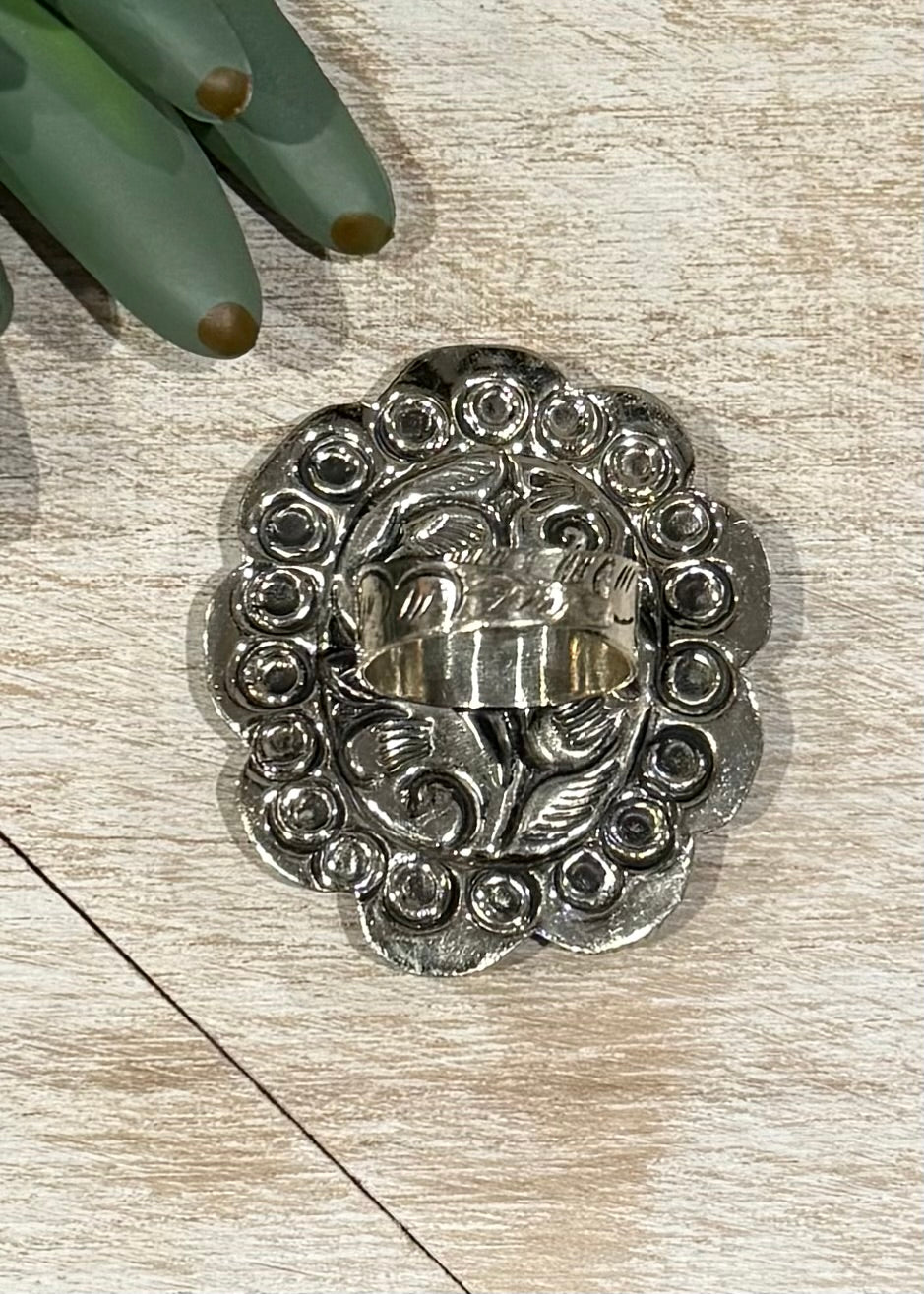 Gold Infused Turquoise Flower Ring