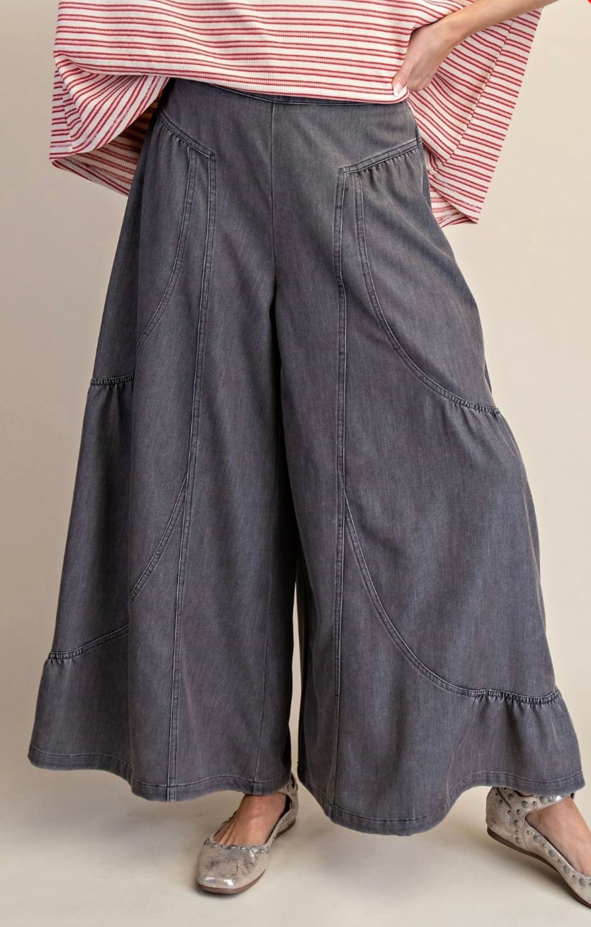 Black Denim Palazzo Pant