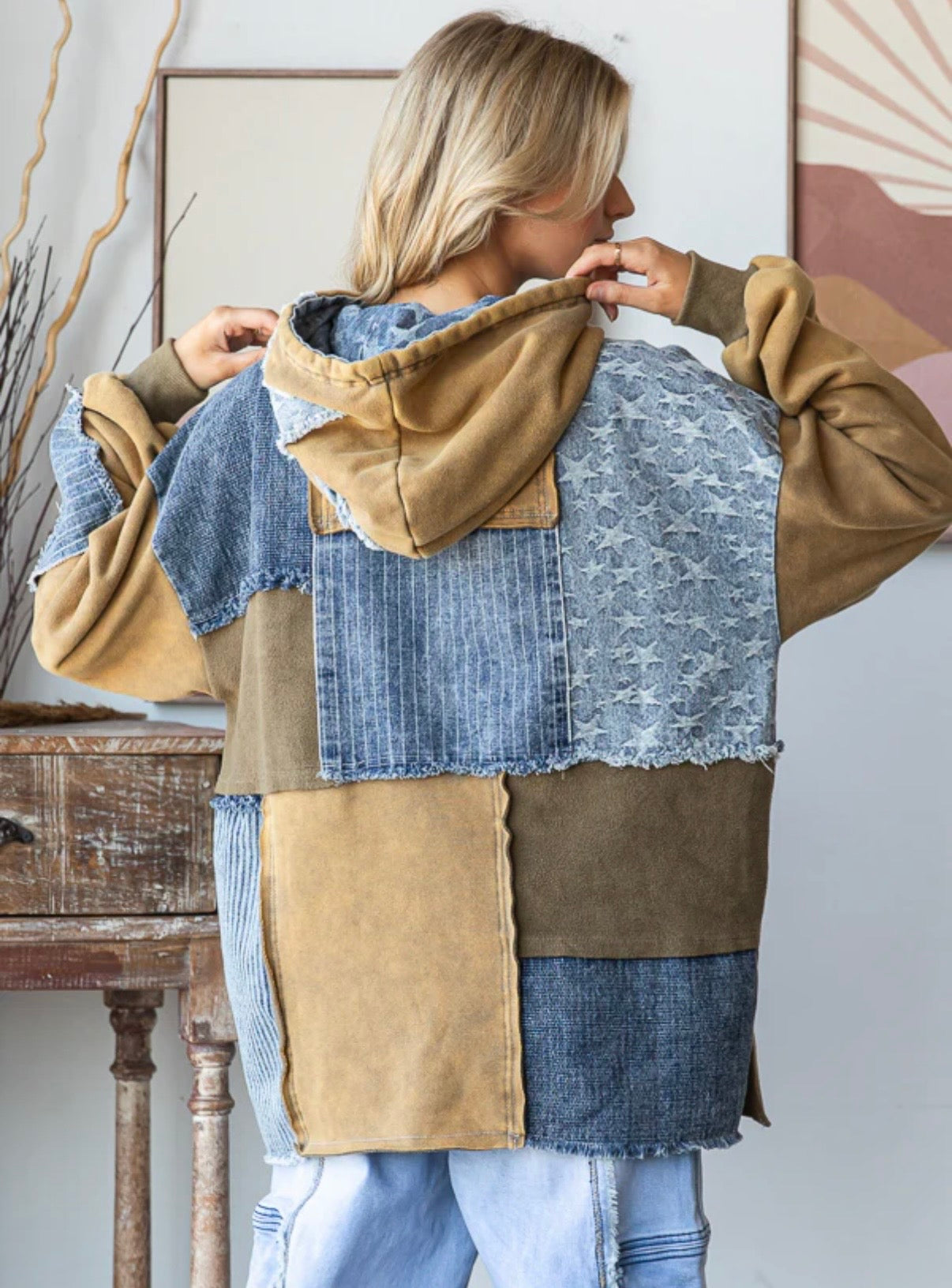 Patchwork Denim Pullover