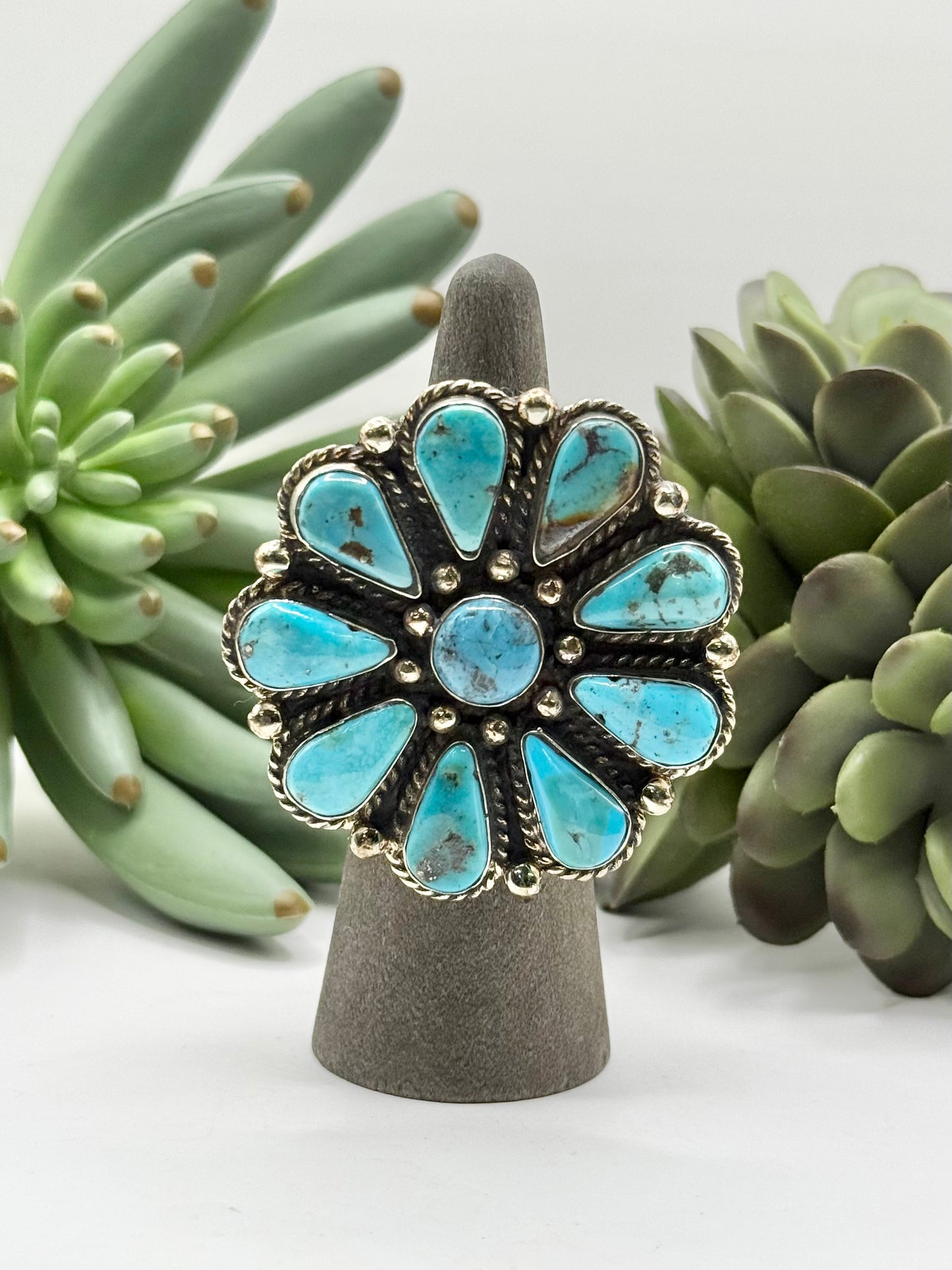 Blooming Blue Turquoise Ring