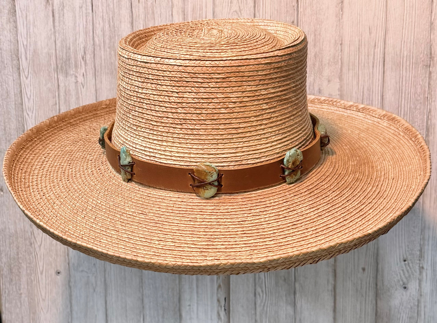 Turquoise Nugget Leather Hatband - 2 Colors