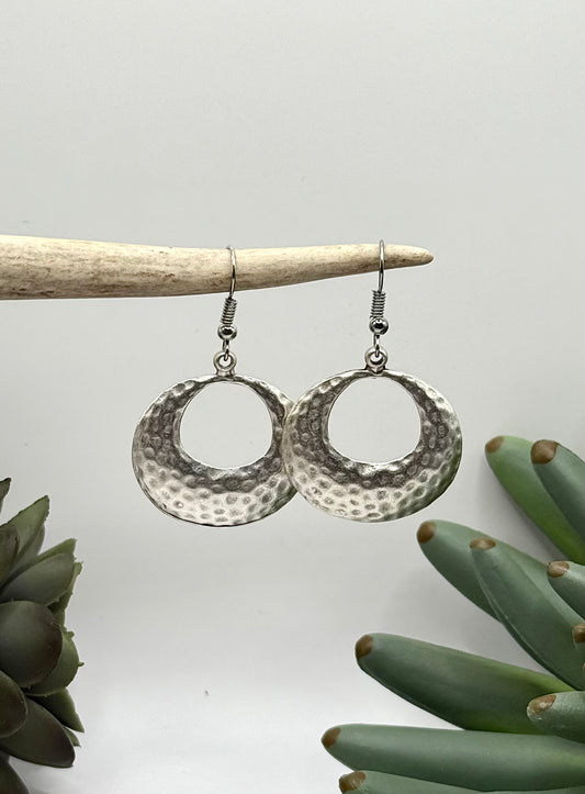 Hammered Oval Hoop Earrings