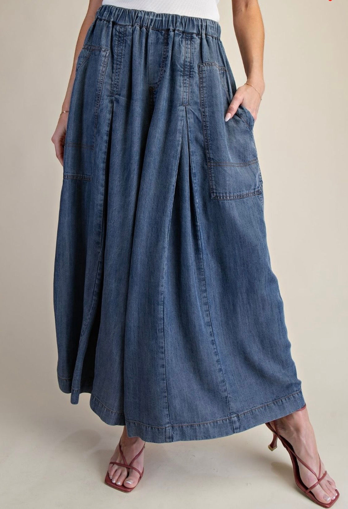 Wide Leg Denim Palazzo Pant