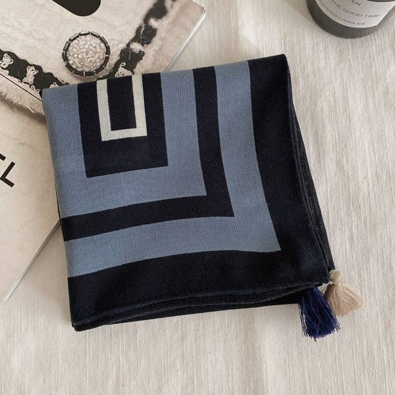 Retro-Print Fringed Pendant Scarf Headscarf