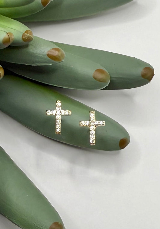 Dainty Gold & Crystal Stud Earrings