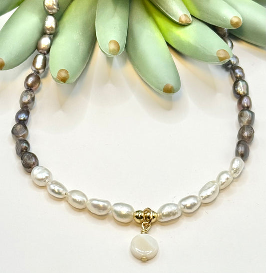 Freshwater Pearl & Shell Drop Necklace