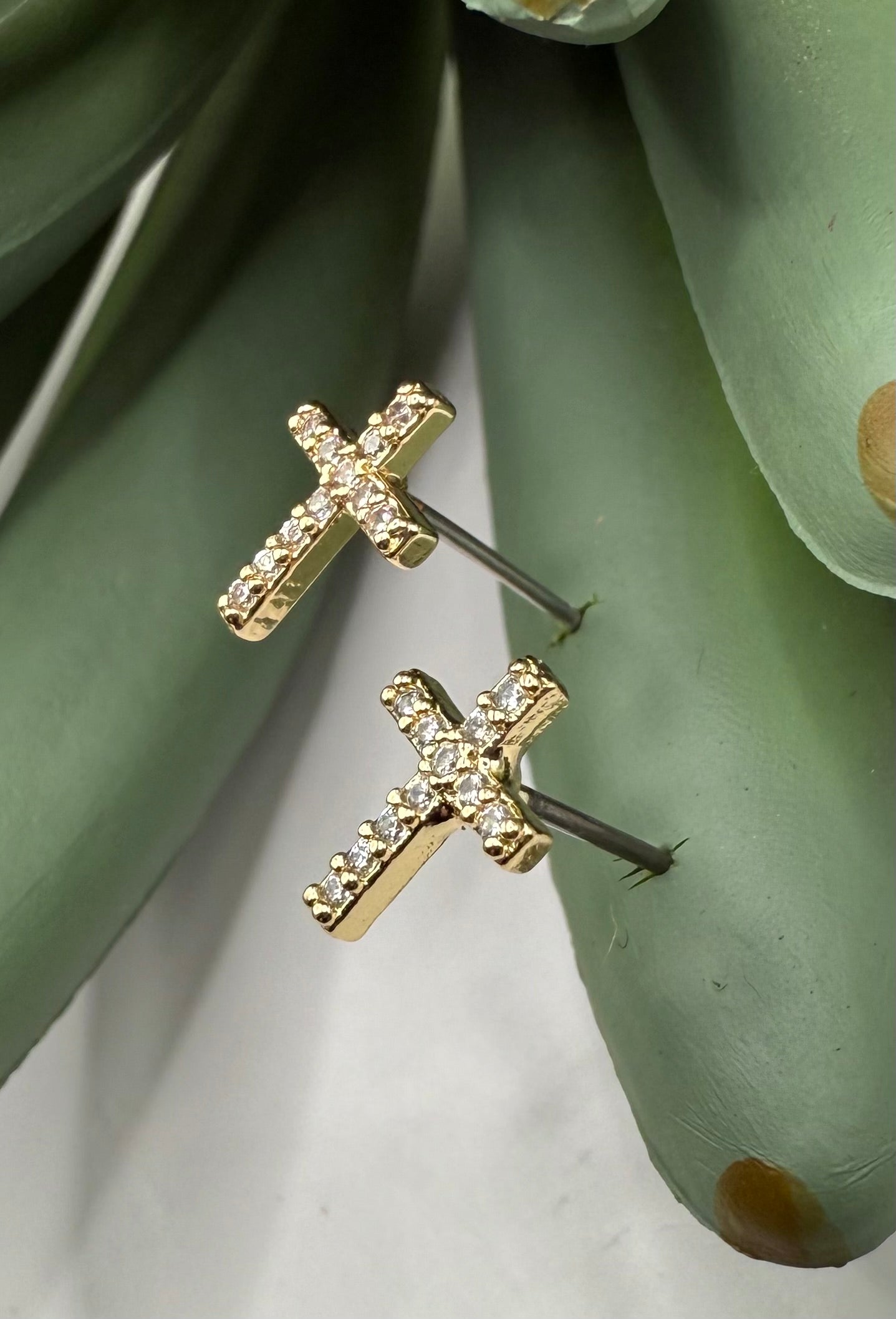 Dainty Gold & Crystal Stud Earrings