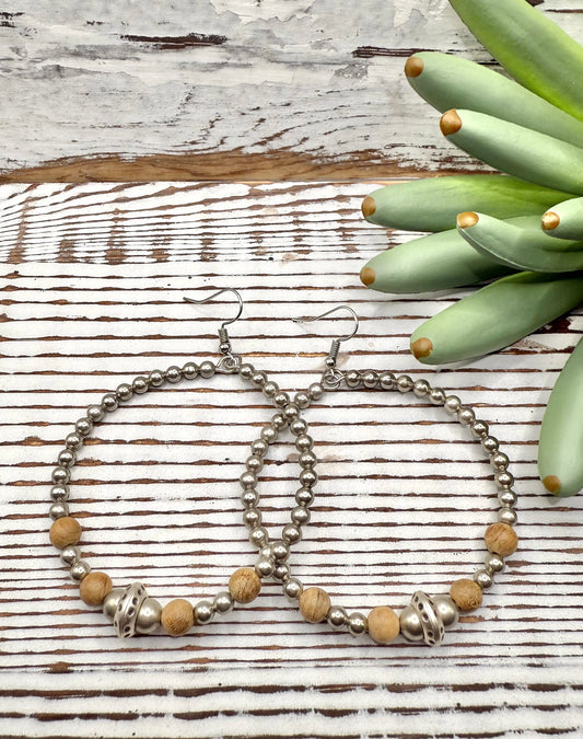 Natural Wood Hoop Earrings