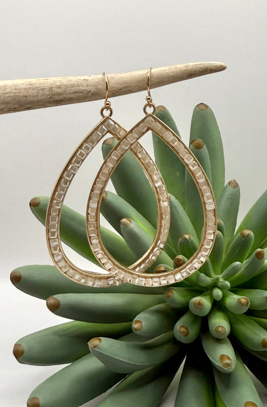 Crystal Teardrop Hoop Earrings - 3 Colors