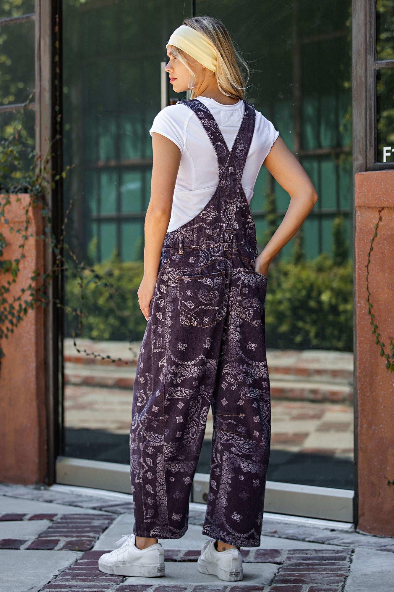 Mineral Washed Paisley Printed Jumpsuit