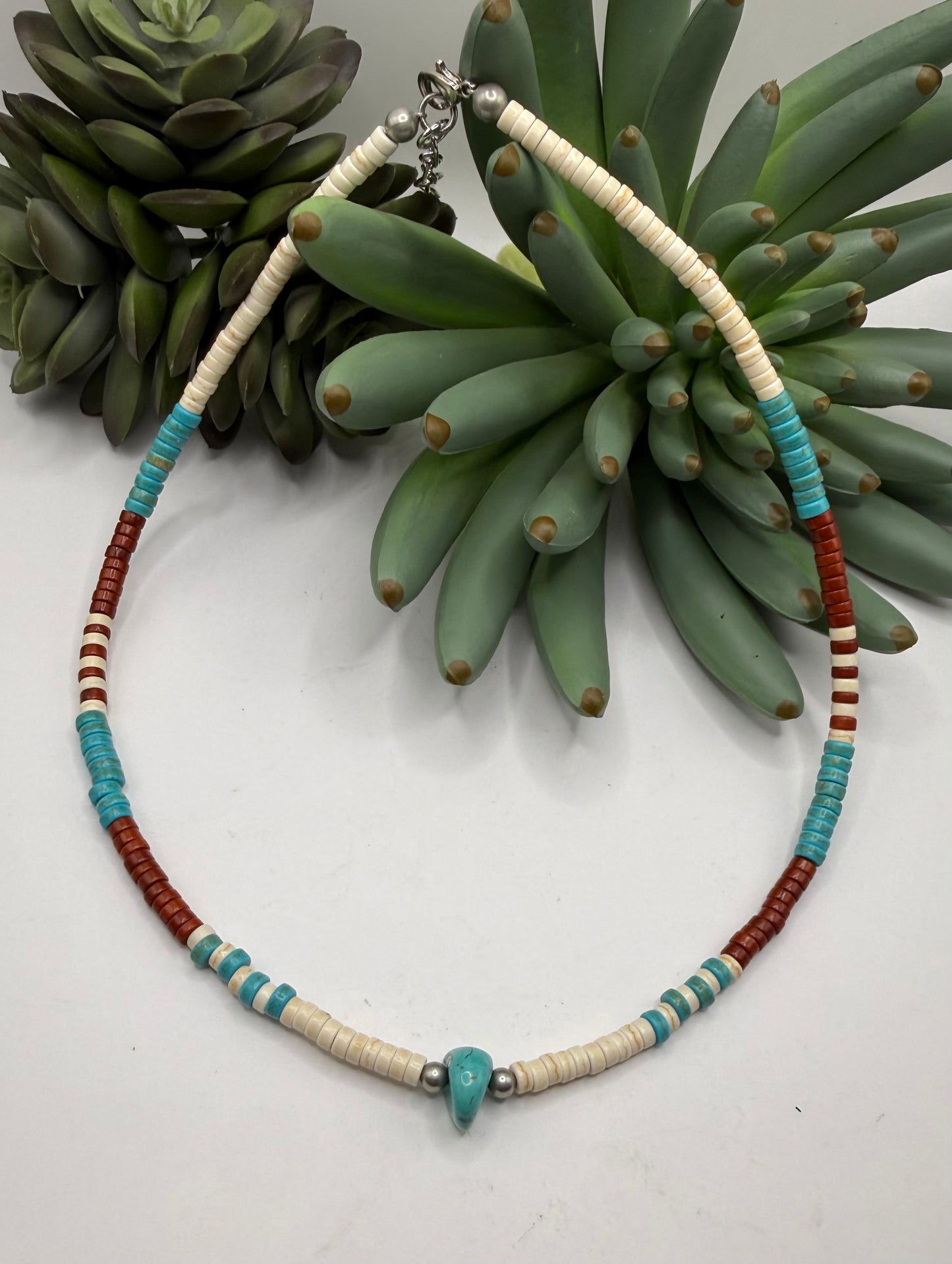 Turquoise Nugget & Heishi Necklace