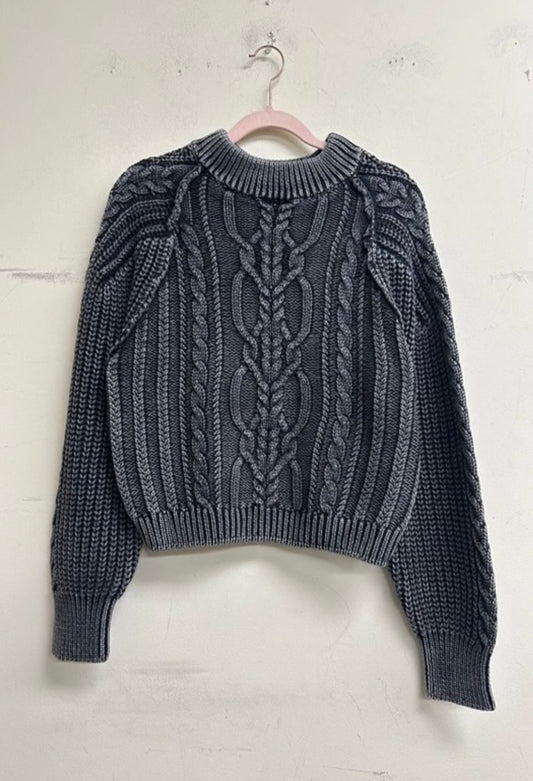 Mineral Washed Cable Knit Sweater